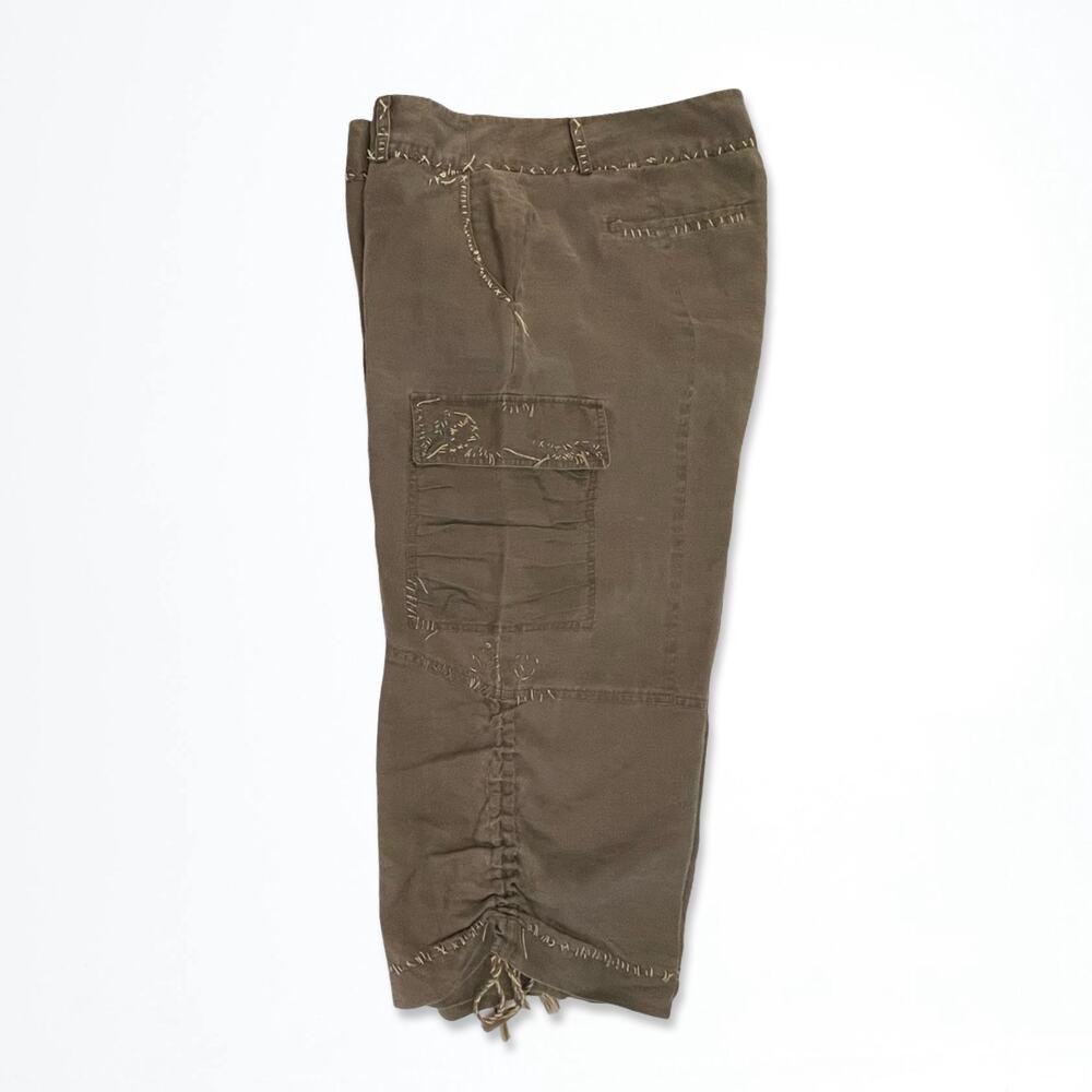 Vintage Tahari Brown Ramie Peasant Cargo Capri Pants Women’s 8 - Picture 8 of 12
